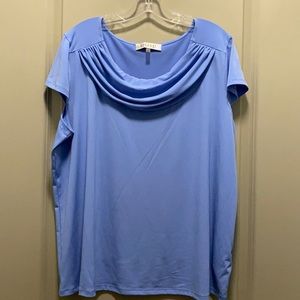 Blue blouse with gathering at top